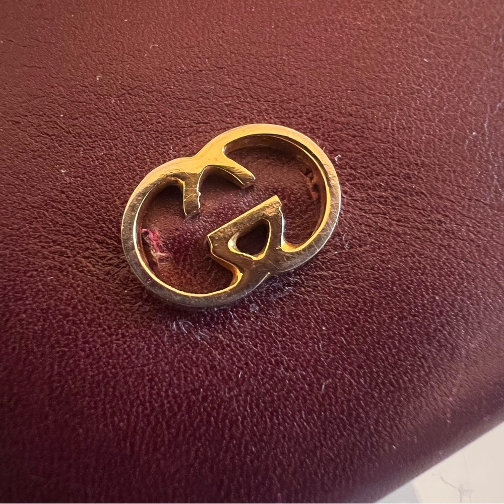 GUCCI Vintage Burgundy Leather Envelope Wallet Clutch Gold Logo - Picture 2 of 15
